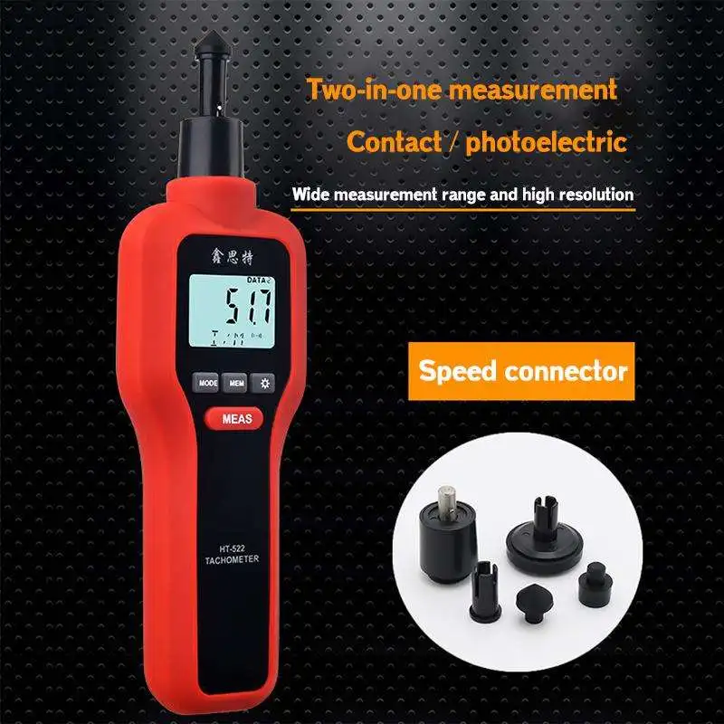 HT-522 Digital Contact Tachometer Rotate Speed Linear Velocity Motor Frequency Meter 1~99999RPM LCD Speedometer