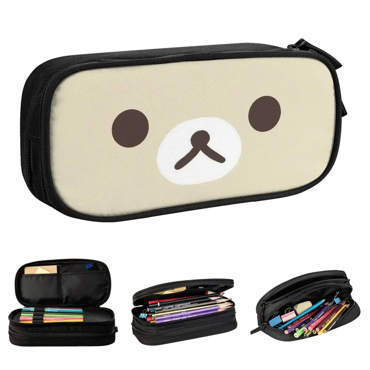 

Creative Korilakkuma Face Pencil Case Rilakkuma Pencil Pouch Pen Box Kids Big Capacity Bags Students School Cosmetic Stationery