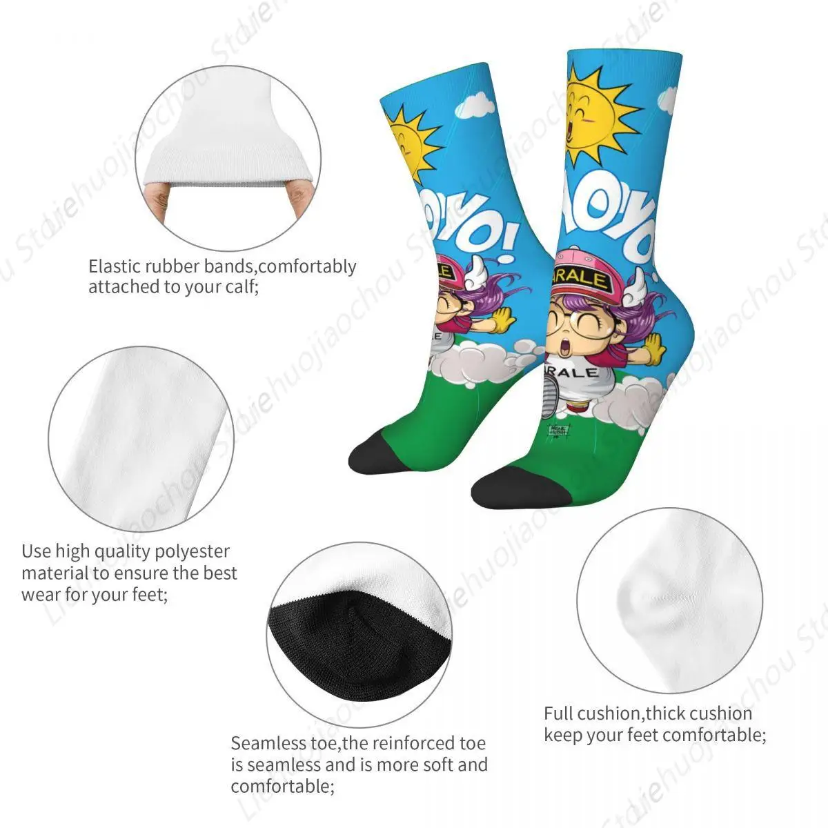 New Male Men Socks Casual Arale Unchi-kun Sock Polyester Dr Slump Anime Skateboard Women's Socks Spring Summer Autumn Winter