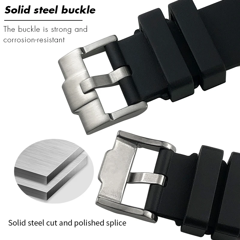 Curved End 19mm 20mm 21mm 22mm Rubber FKM Watchbands for Rolex Submariner Daytona GMT Soft Fluorous Silicone Watch Strap - view 4