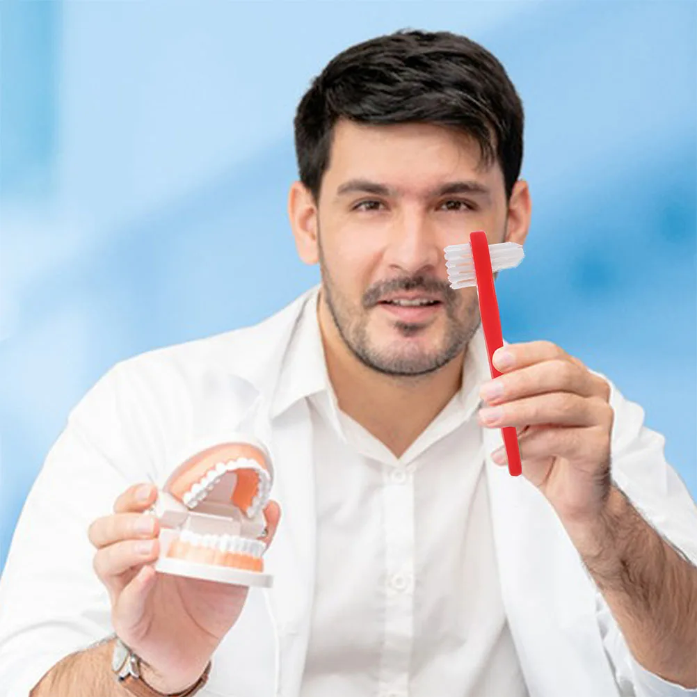 

8pcs Dentures Toothbrush Dual Head Design Portable Soft Bristles Durable Plastic Interdental Cleaner For False Teeth Dental