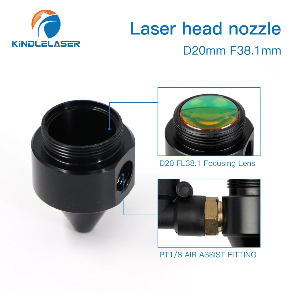 KINDLELASER ugello aria diametro 20mm FL38.1mm per testa Laser serie C a macchina da taglio Laser CO2