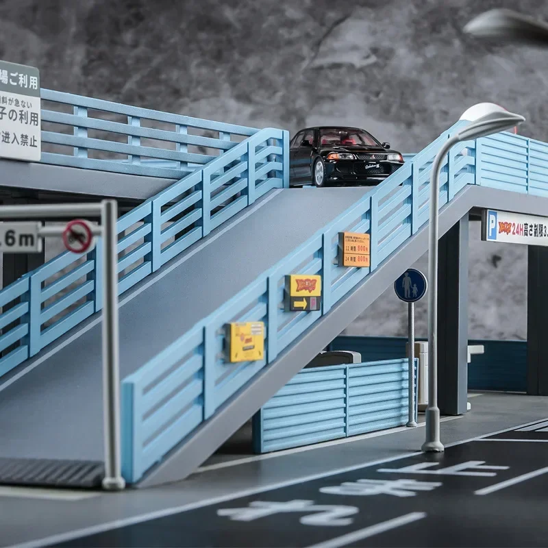 Miniature double decker car park Miniature Diorama Model Japanese Style Model Car Scene Double Garage Parking Toy Gift