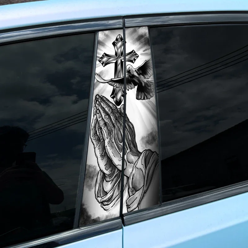

1PC Cross Car Stickers Auto B Pillar Waterproof Center Column Decoration Cover Scratches DIY Car Doors Pillar PET Decals