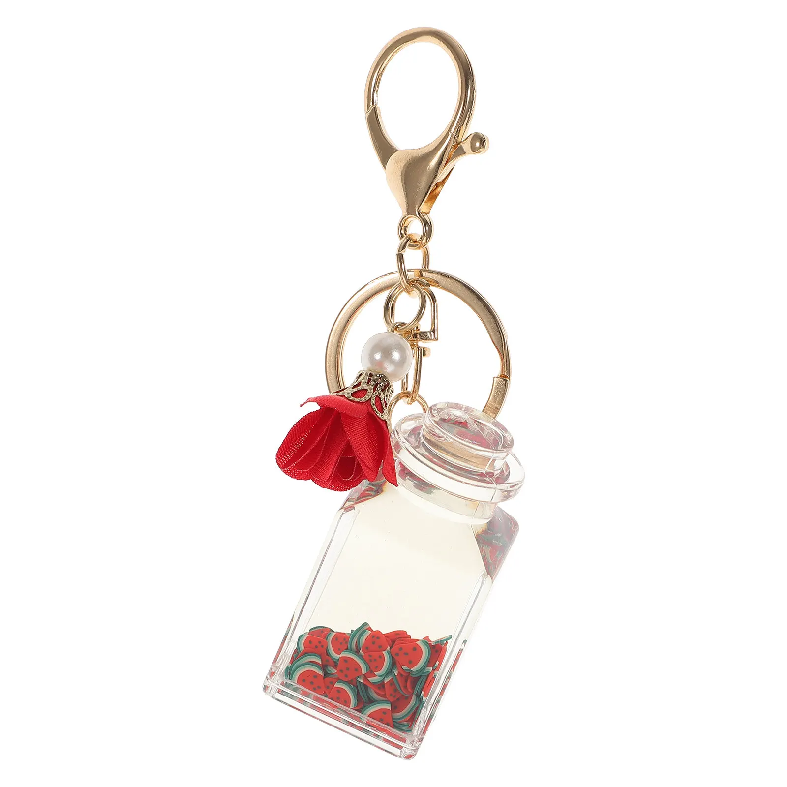 1Pcs Watermelon Fruit Quicksand Keychain Acrylic Liquid Sand Pendant for Bag Phone Car Keys Fashion Gift Friends Decor