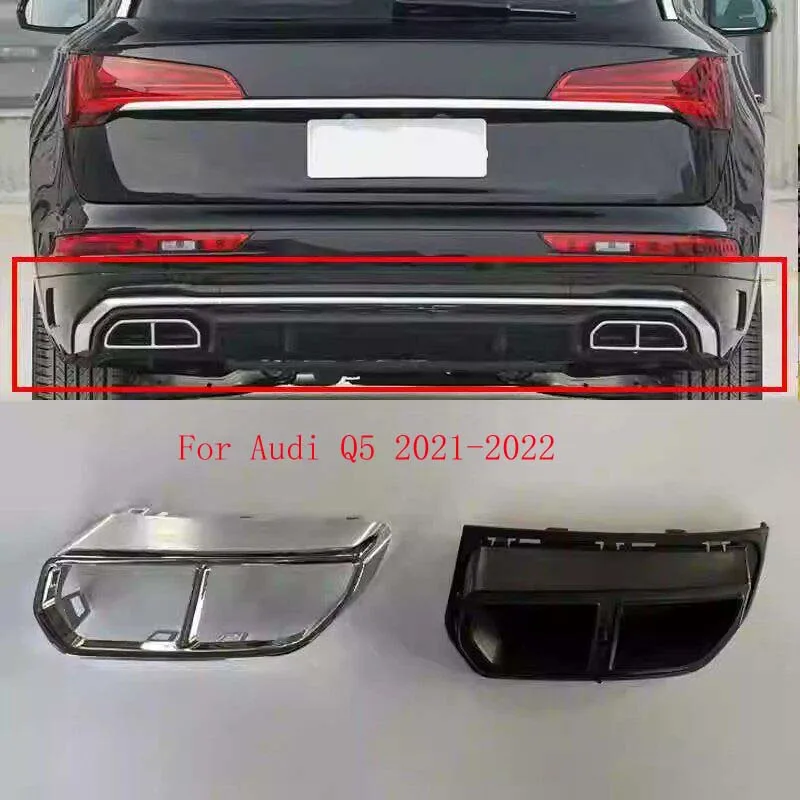 

Rear Bumper Exhaust Muffler Tip Decorative Chrome Trim Frame For Audi Q5L 2021-2022 Fake Exhaust Pipe Cover Bright Strip