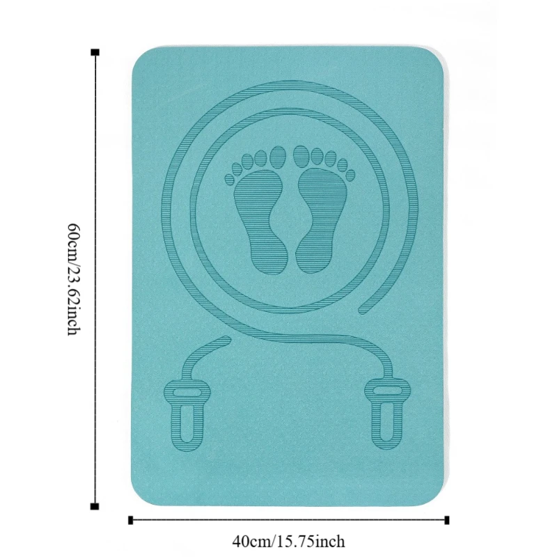 سجادة اللياقة البدنية المضادة للضوضاء، بساط حبل القفز غير قابل للانزلاق من مادة TPE لليوجا واللياقة البدنية مع خط موضع، بساط تخطي مقاوم للماء للمنزل