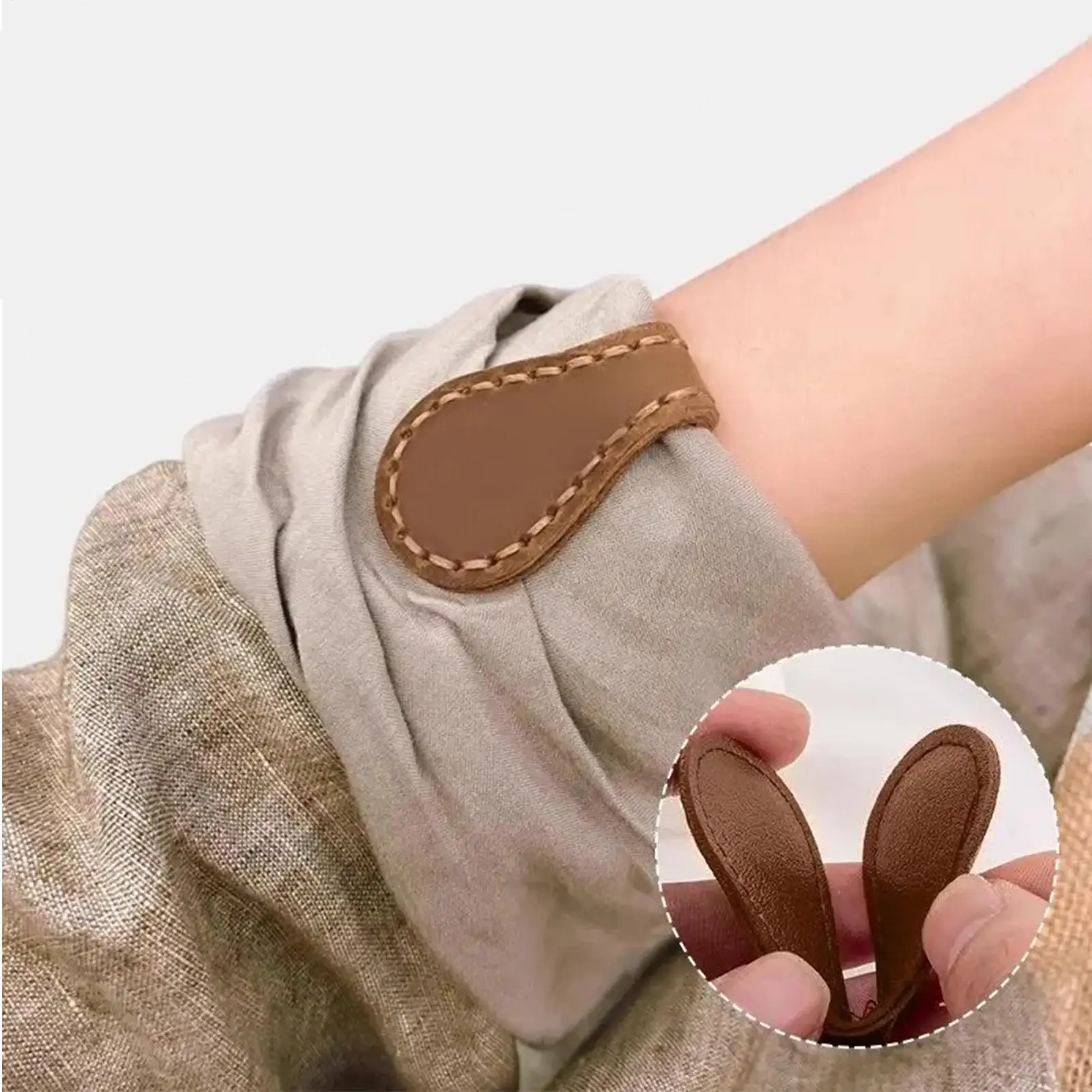 2 Stück verstellbare magnetische Clips, kein Nähen erforderlich, PU-Leder, rutschfest, Schnellverschluss, abnehmbare Schnallen, zur Befestigung von Bündchen, Hosenbeinen, Schals
