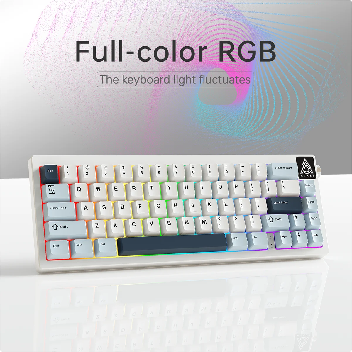AK650 Wired Mechanical Keyboard Gasket Structure Side Volume Knob White/RGB Light Dual Foot Support Adjustment