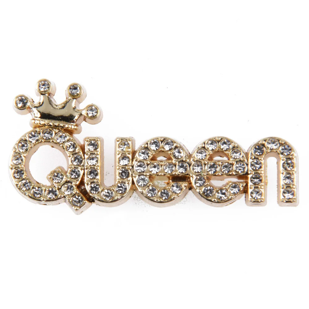 Shinny Crystal Queen Love Parel Metalen Schoenen Decoraties Vrouwen Bling Gouden Kettingen Sandalen Strass Love Good Luck Shoes Charms