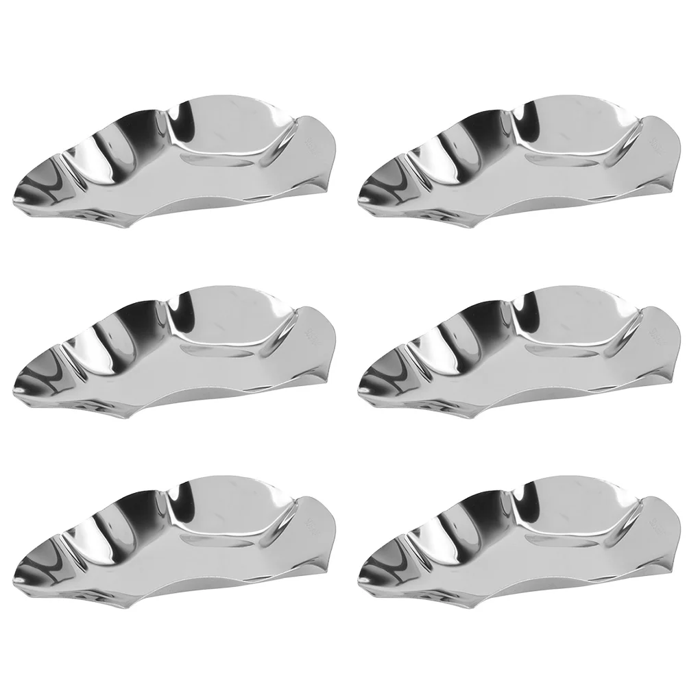 

6pcs Stainless Steel Dipping Bowls Oyster Plates Reusable Heat Resistant Serving Trays Stacking Storage Kitchen Bar Accessories