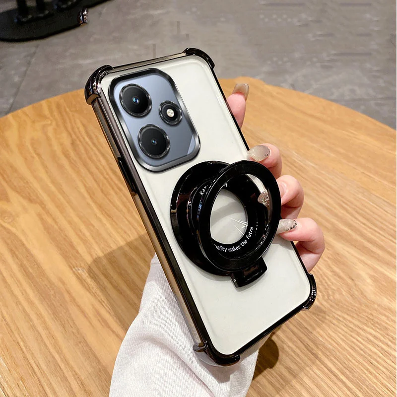 Hot 30 Luxury Shockproof Magnetic Bracket Transparent Clear Case for Funda Infinix Hot 30 30i Hot30 Play With Holder Stand Cover