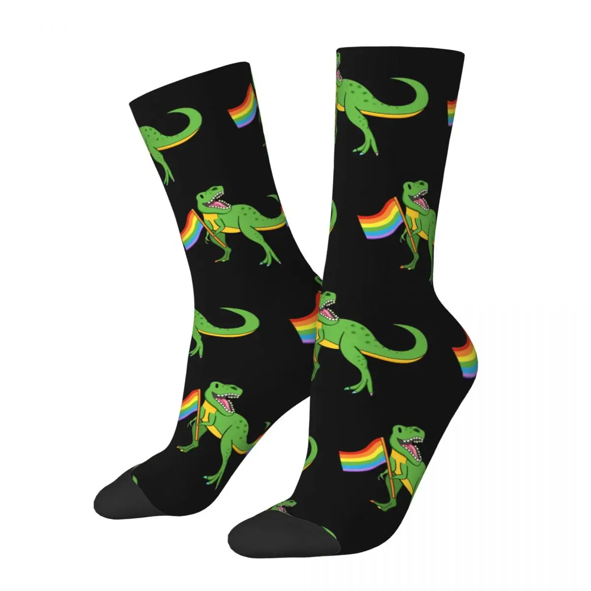 Hip Hop Vintage LGBT Gay Pride Crazy Men\'s Socks Dinosaurs Unisex Street Style Printed Happy Novelty Crew Sock Boys Gift