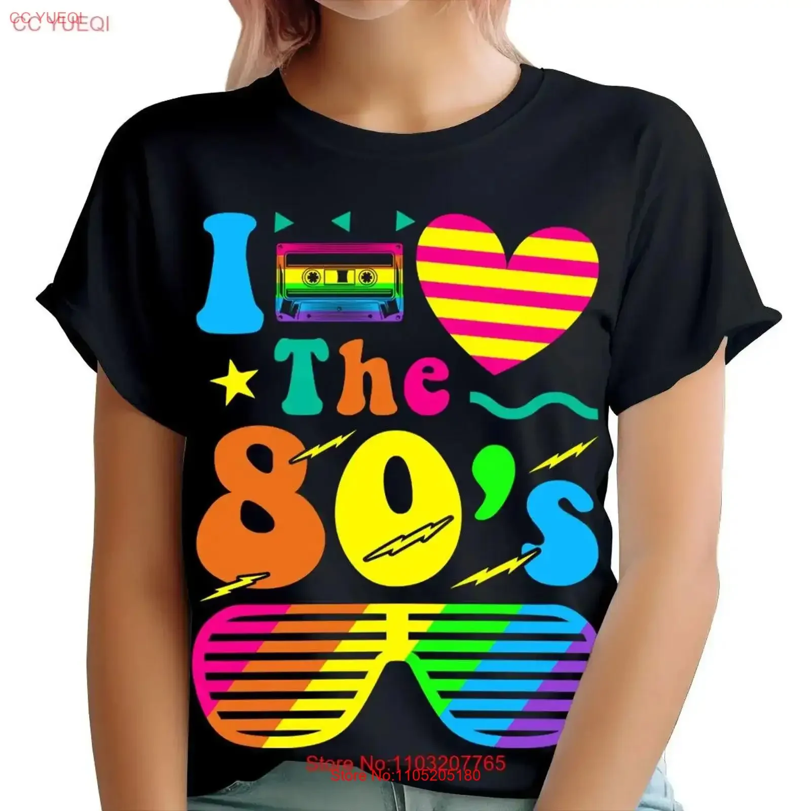 Me encanta los años 80 vestido elegante globo gallina fiesta neón Festival camiseta para mujer TA 193 vintage lavado moda suave estirado