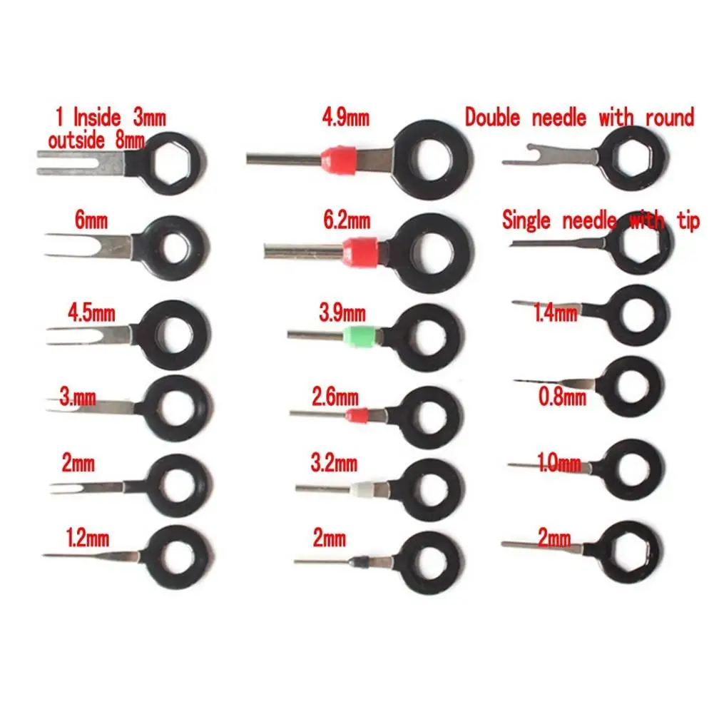 Herramientas de reparación de extracción de terminales de coche, Pin de conector de crimpado de cableado eléctrico, 18 piezas