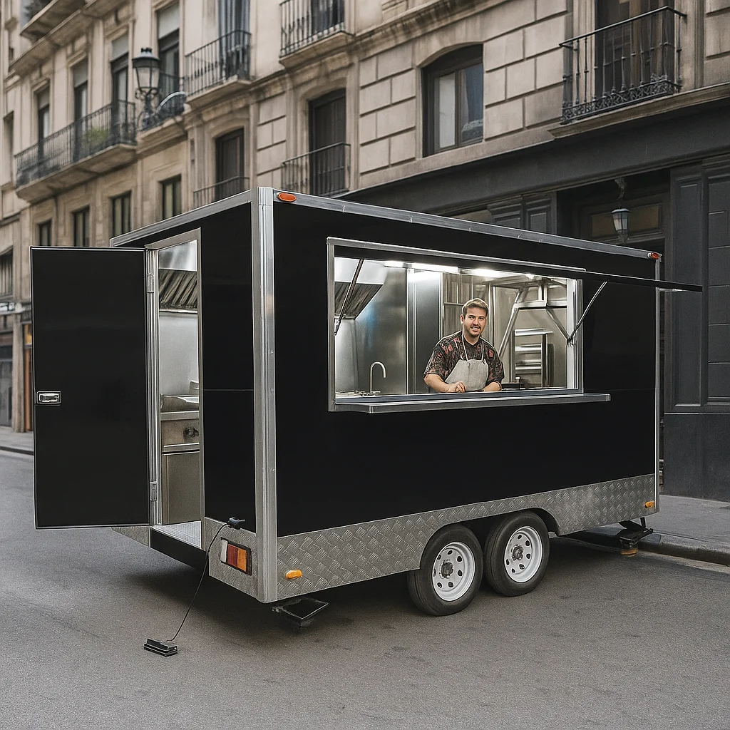 

New Popular American Square Fast Food Truck Outdoor Street Food Trailer Suitable for Restaurant Ice Cream Coffee Food