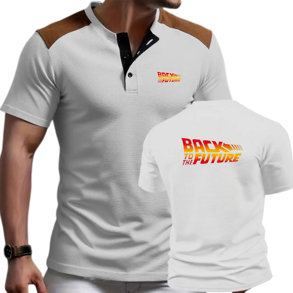 Men's Back To The Future Henley Shirts Short Sleeved T-Shirt Breathable Waffle Jersey Outdoor Athletic Enthusiasts Tshir