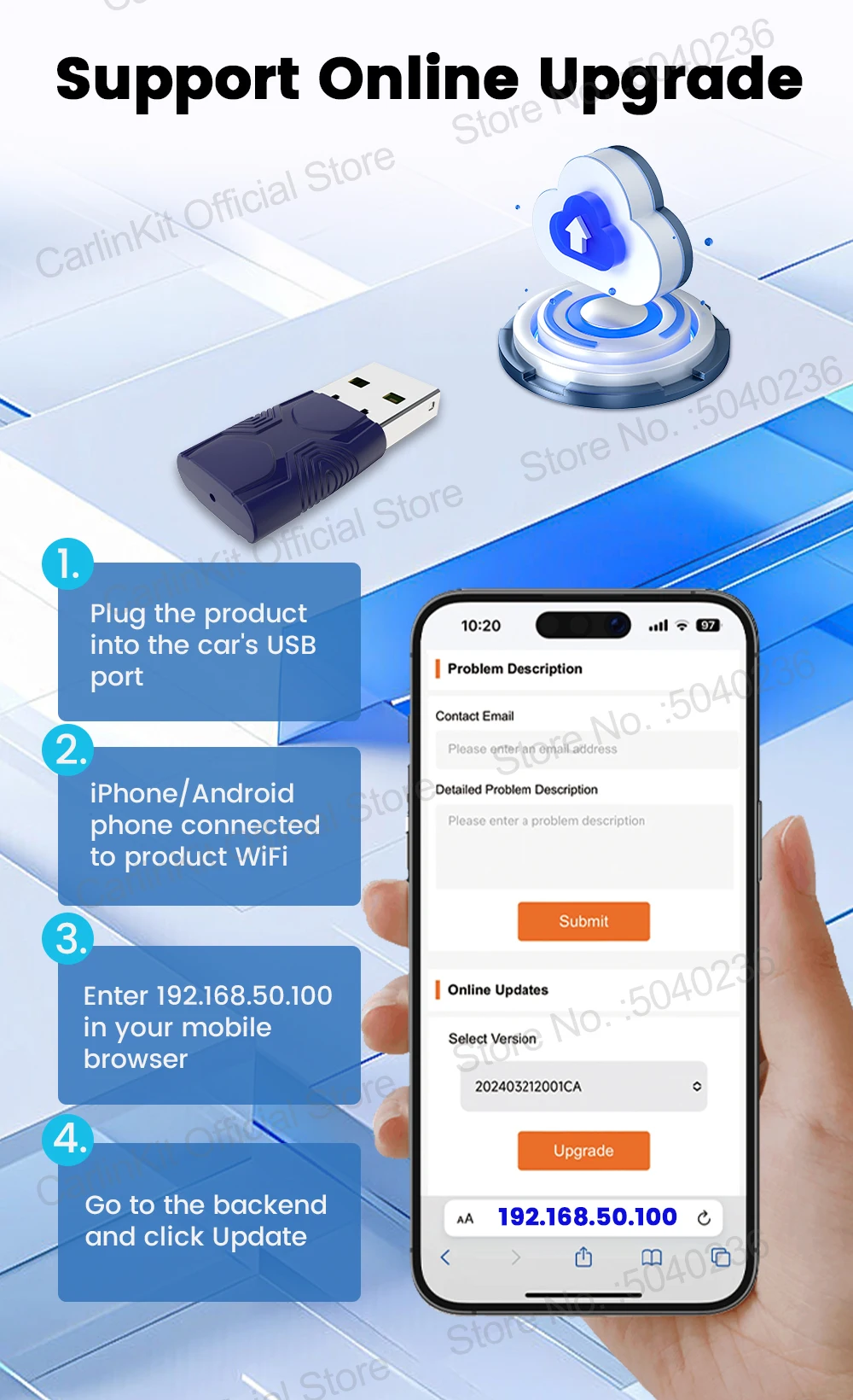 Mini Ultra 2 CarlinKit 5.0 Kabelloser CarPlay Android Auto Adapter Plug & Play WLAN Bluetooth Automatische Verbindung für OEM-Fahrzeuge – Detail 11