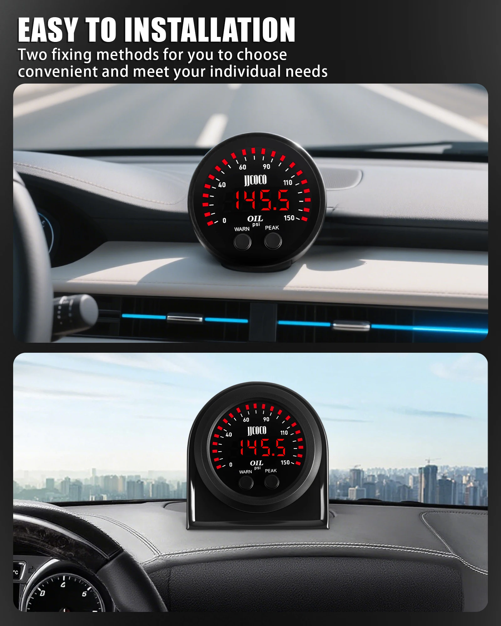 

Universal 12v/24v Ultra-thin Electronic Oil pressure gauge oil pressure meter red display digital