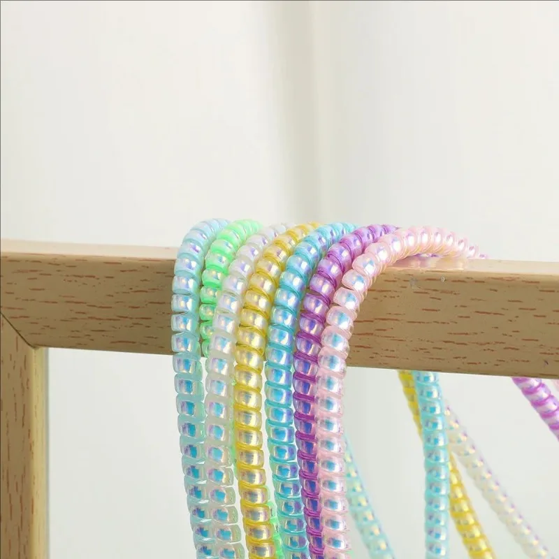 1.4m Colorful Laser Spiral Cable Winder Organizer USB Charging Data Line Cable Protector Wire Cord Protection for iPhone Samsung