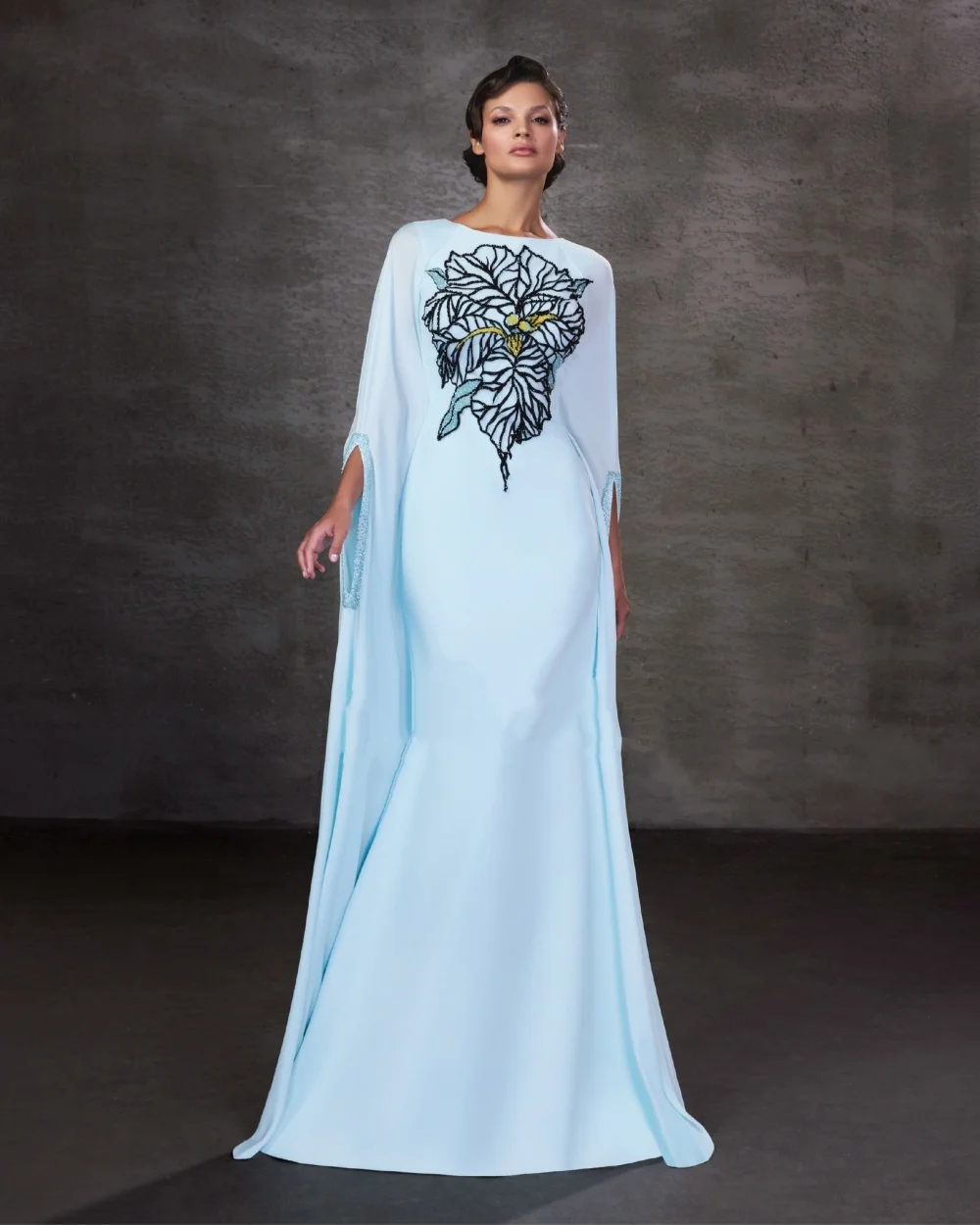 

Customized Modern Style Women Jersey Rhinestone Ruched Mermaid Evening Dresses Elegant Fashion O-Neck Floor Lenght Prom Dresses