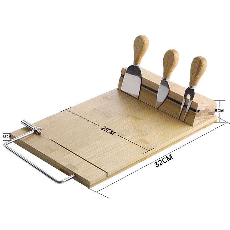 Cheese board Cheese slicer comes with cheese knife magnetic strip design thick wooden cutting board