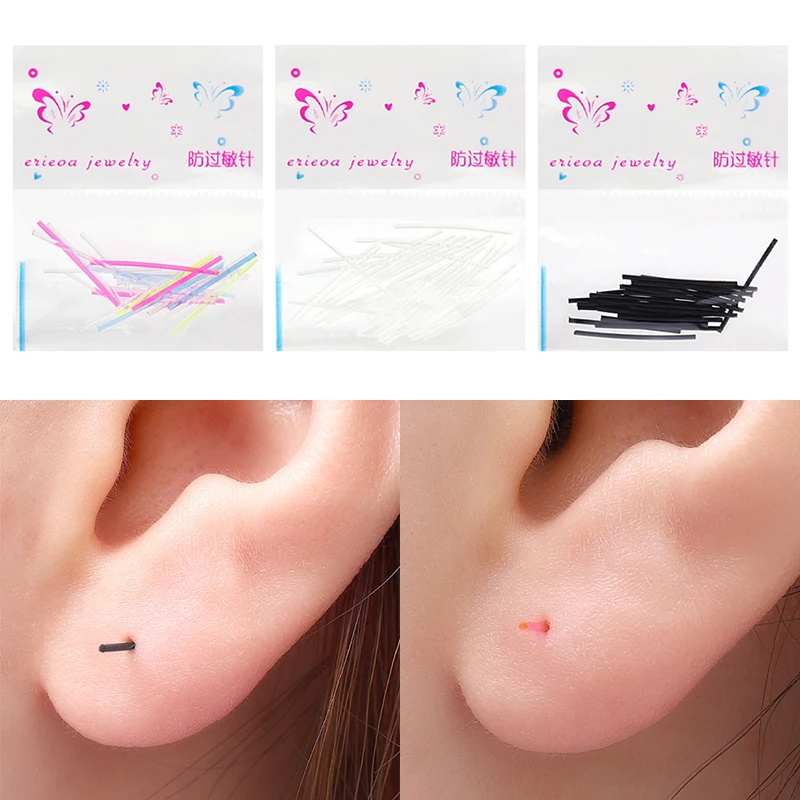 Hypoallergenic Simple Transparent Earrings Invisible Plastic Soft Stud Earring  Piercing Retainer Ear Studs Pins Jewelry