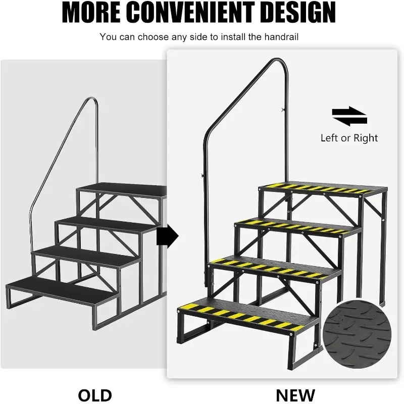 RV Steps with Handrail,4 Steps Hot Tub Steps with Handrail