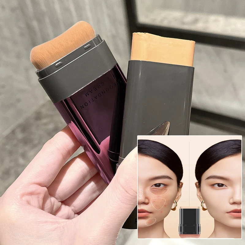 Eraser Foundation High Coverage Concealer Stick With Big Brush 2 In 1 Moisturizing Face Waterproof BB Cream Korean Makeup Base