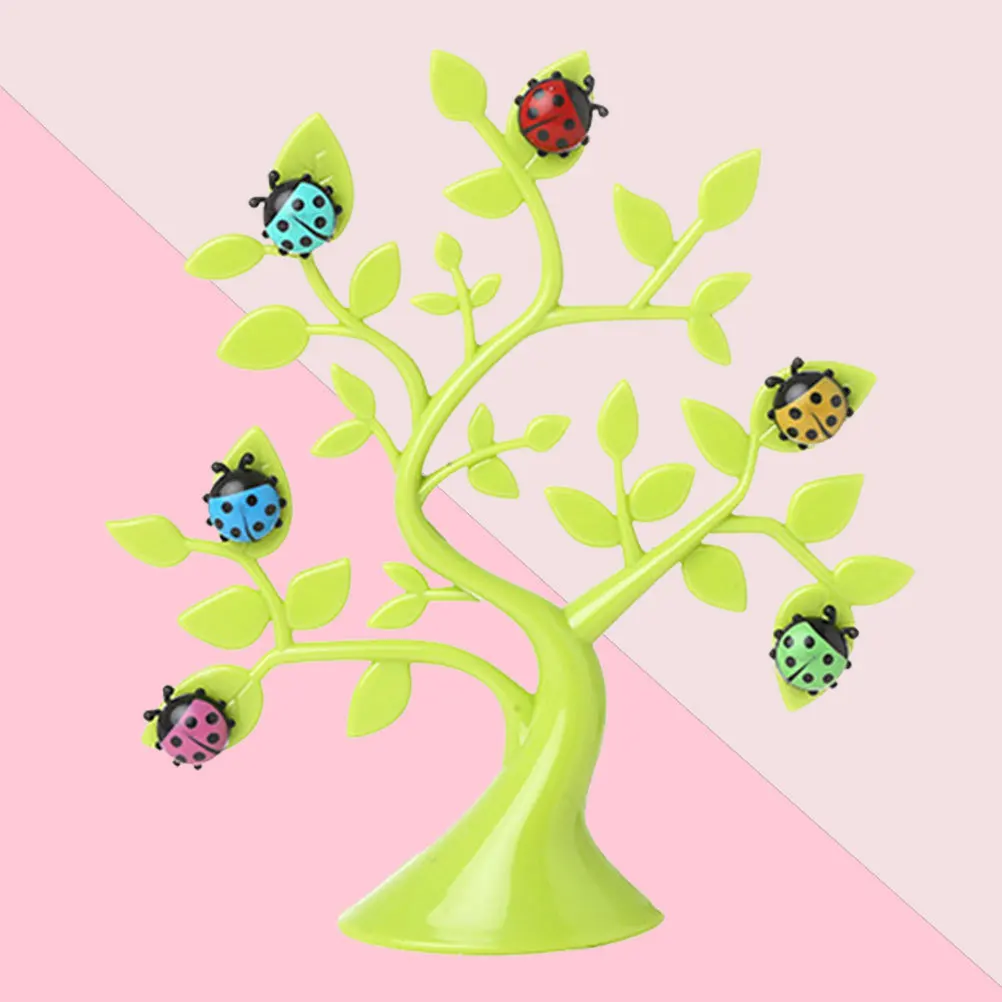 Creative Ladybug Shape Magnets on Tree Frame Magnetic Note Holder for Photos Postcards Messages Home Office Refrigerator