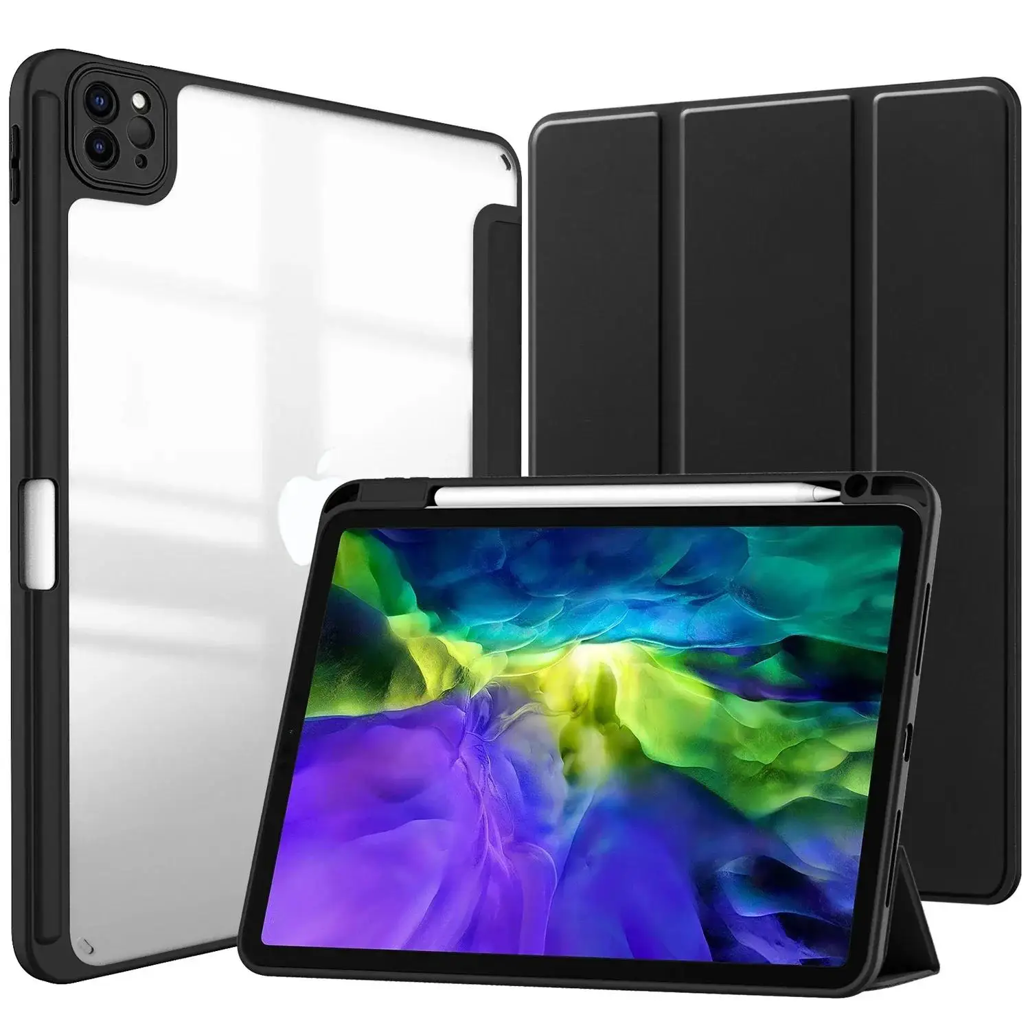 

For iPad 11th 10th 9th 8th 7th 6th 5th Generation, Air 6 5 4 Mini Hybrid Protective Case With Pencil Holder And Auto Sleep/Wake