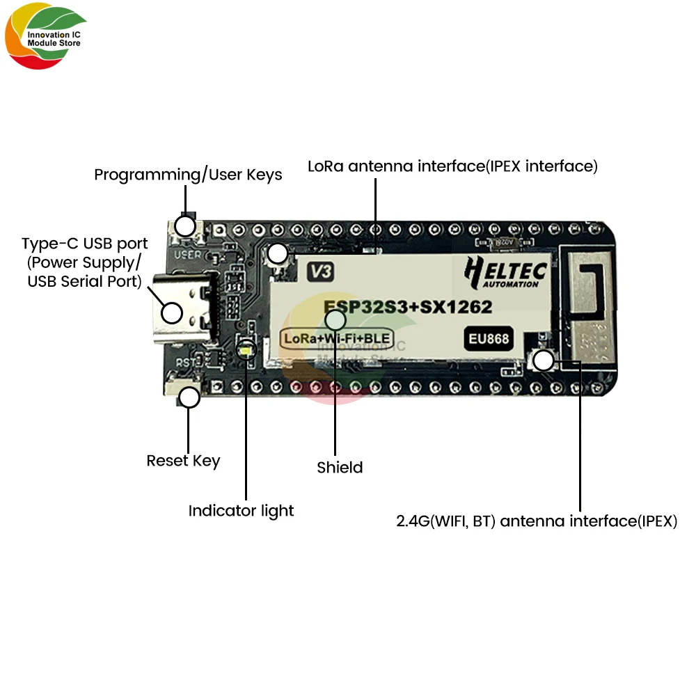 433-510MHZ 863-928MHZ Wireless Stick Lite ESP32+LoRa V3 Development Board Compatible With ESP32-S3 Node Type - C