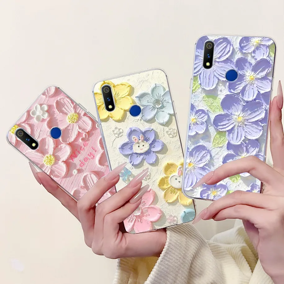 For Realme 3 Pro Case RMX1851 Butterfly Rose Flower Print Soft Silicone TPU Cover For Oppo Realme X Lite 3pro Phone Case Bumper