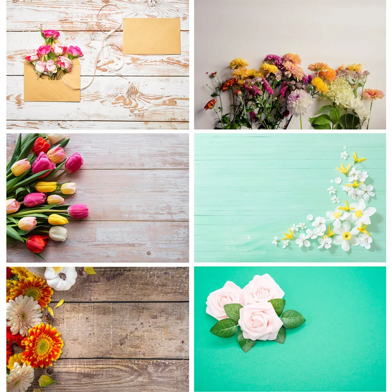 

Vinyl Custom Photography Backdrops Props Flower Wood Planks Photo Studio Background 2183 KLZ-07