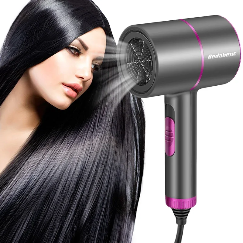 Secador de pelo iónico azul de 2000 W: viento frío/caliente, potente secador de pelo de salón doméstico