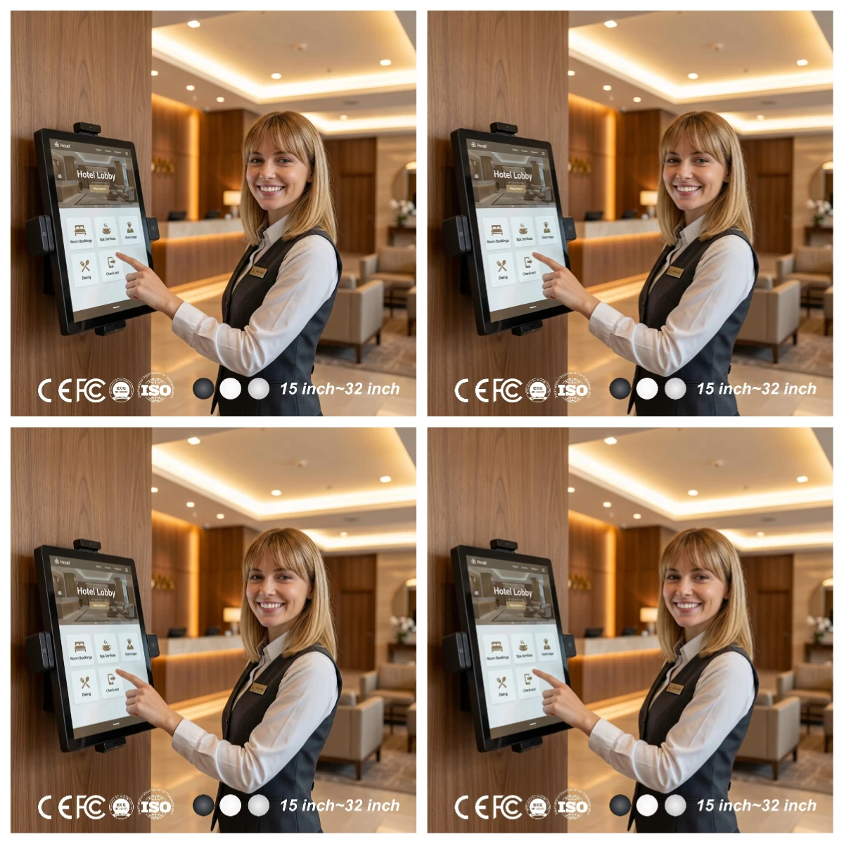 

12 настенных платежных киосков для кейтеринга с 4K Face ID, панелью из закаленного стекла и большим 32-дюймовым экраном