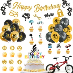 Bike Birthday Party Decor Bicycle  Banner Balloon Latex Balloons Cake Topper Bicycle Model Kids Birthday Party Decor Supplies