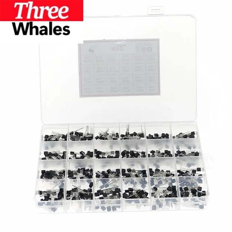 480Pcs 24Types Silicon In-line NPN PNP Transistor Assortment Kit set 2N2222 S8050 S9014 2N3906 BC547 BC548 BC549 BC550 BC558