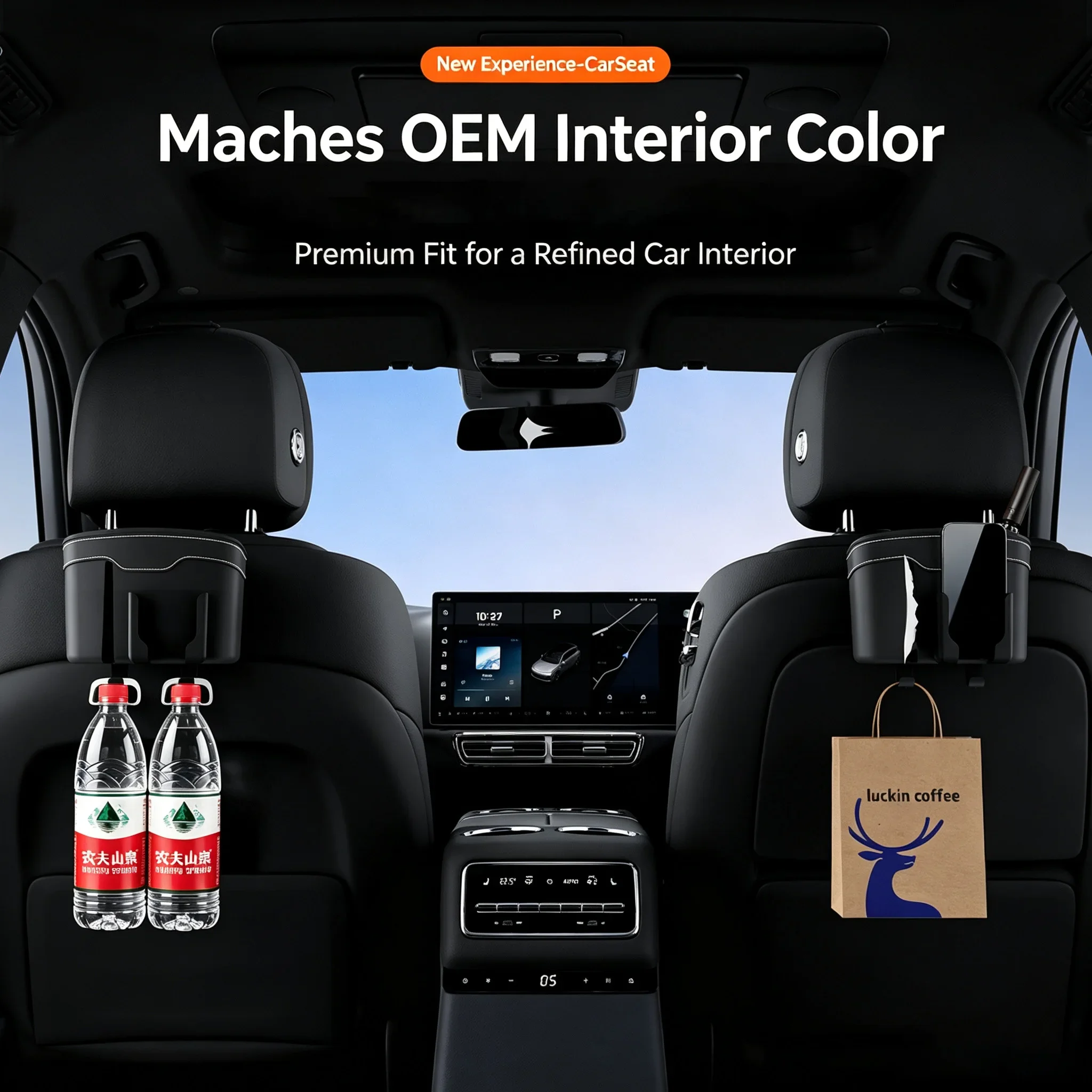 New Car Seat Back Organizer Multi‑Functional Tissue Storage Box Phone Holder Hanging Bag Auto Interior Accessories Universal