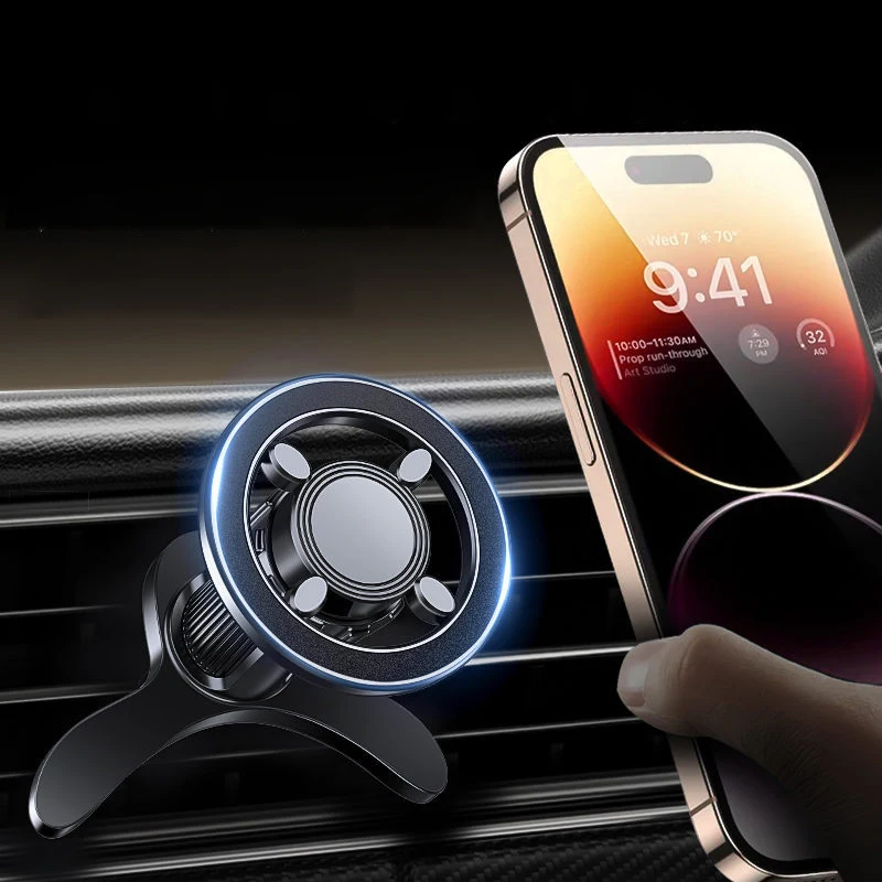 Auto-Lüftungsschlitz-Handyhalterung - 17 N52 Magnete, 360° °   Drehbar, Passend für iPhone 12-17 und Alle Smartphones, Magnetring