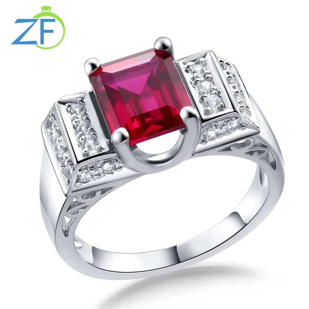 

GZ ZONGFA Ruby Ring for Women Men 925 Lab Original Sterling Silver Gemstone Solitaire Engagement Rings fine Jewelry Party Gifts