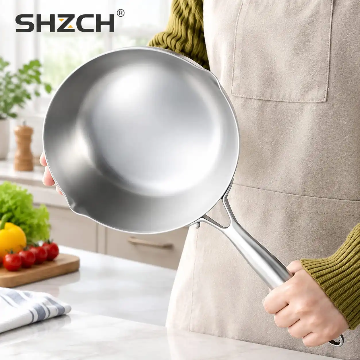 316 Stainless Steel Nonstick Snow Pan Thickened 5-Layer Baby Food Milk Soup Frying Pan Household All-in-One Pot