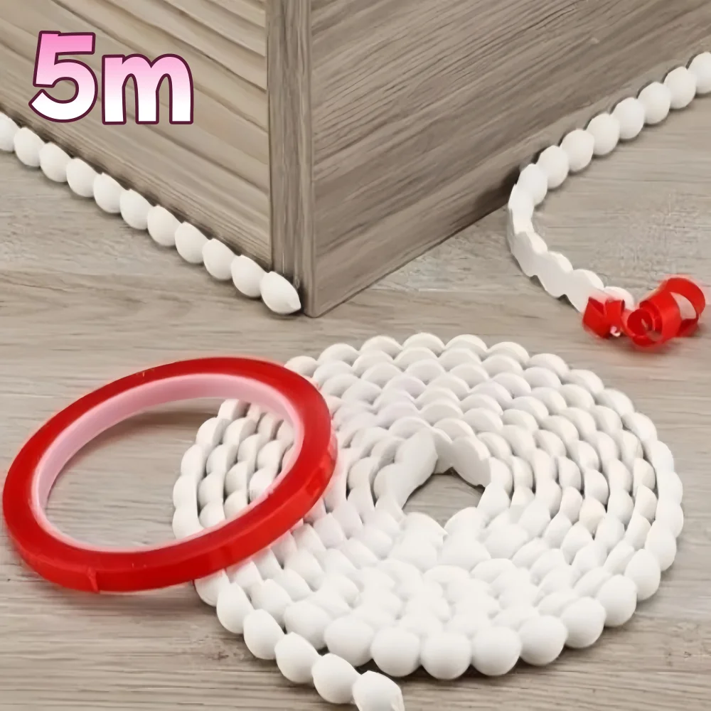 5/1m PVC Beaded Trim-Peel and Stick Removable Wallpaper Border, White Durable PVC Molding, Suitable for Cabinets,Walls,Floors