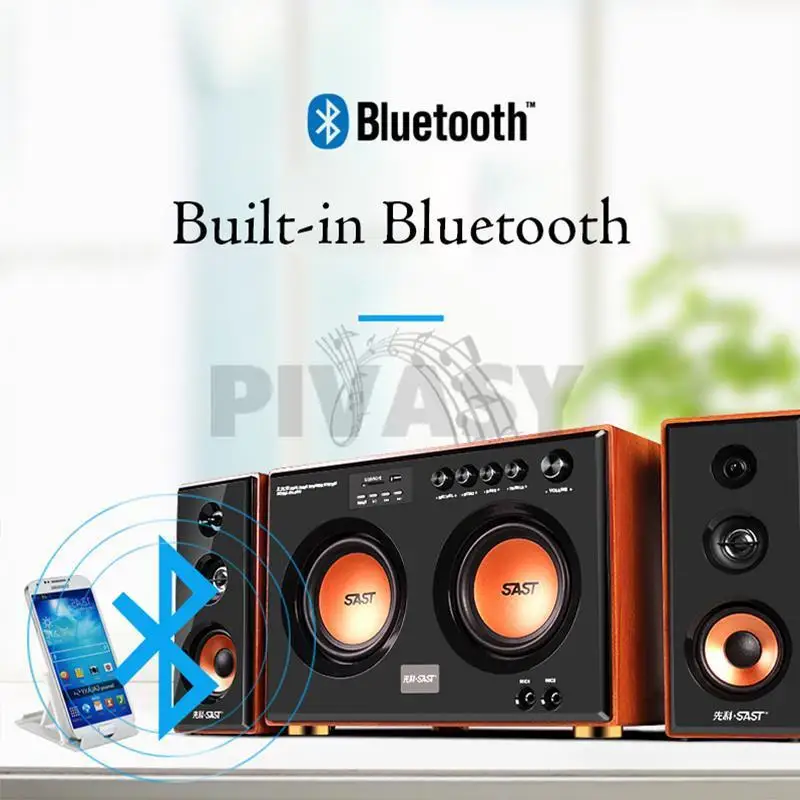 Imagem -02 - Dual Bluetooth Sound Box Subwoofer Ativo Alto-falante Tridirecional 2.1 Alto-falante Computador Home Theater Sistema de Som Conjunto Áudio 55