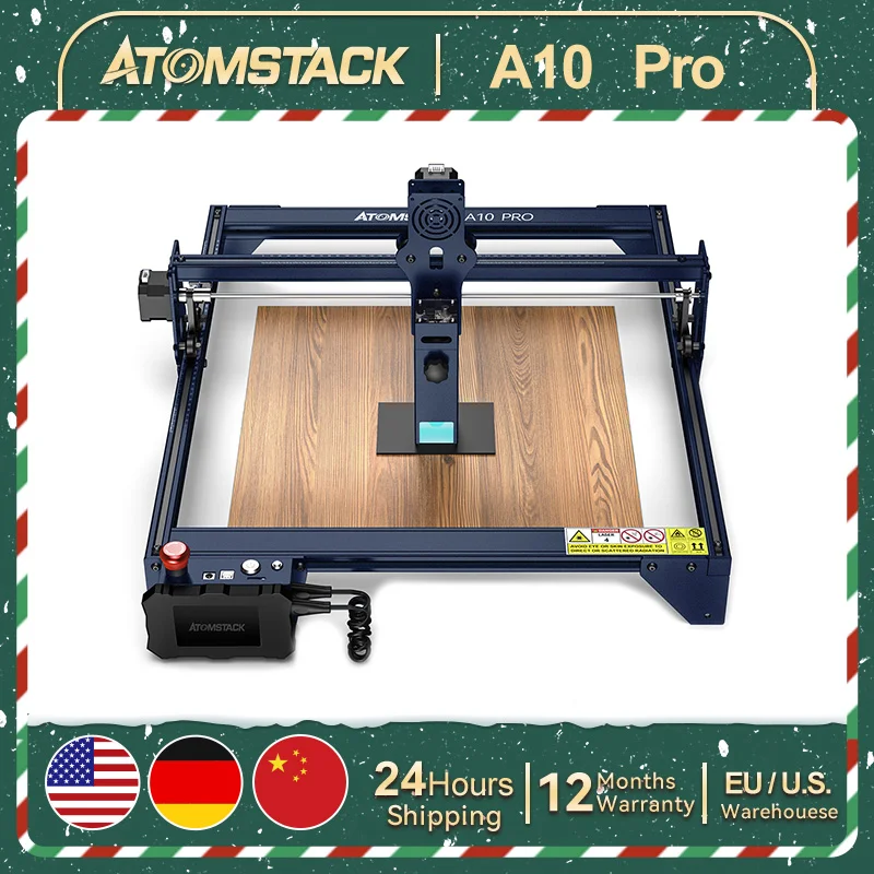 AtomStack-A10 S10 Pro Máquina De Gravação A Laser, 410x400mm, CNC, Gravação Offline, Aço Inoxidável, Madeira, Acrílico, Foco Fixo, DIY