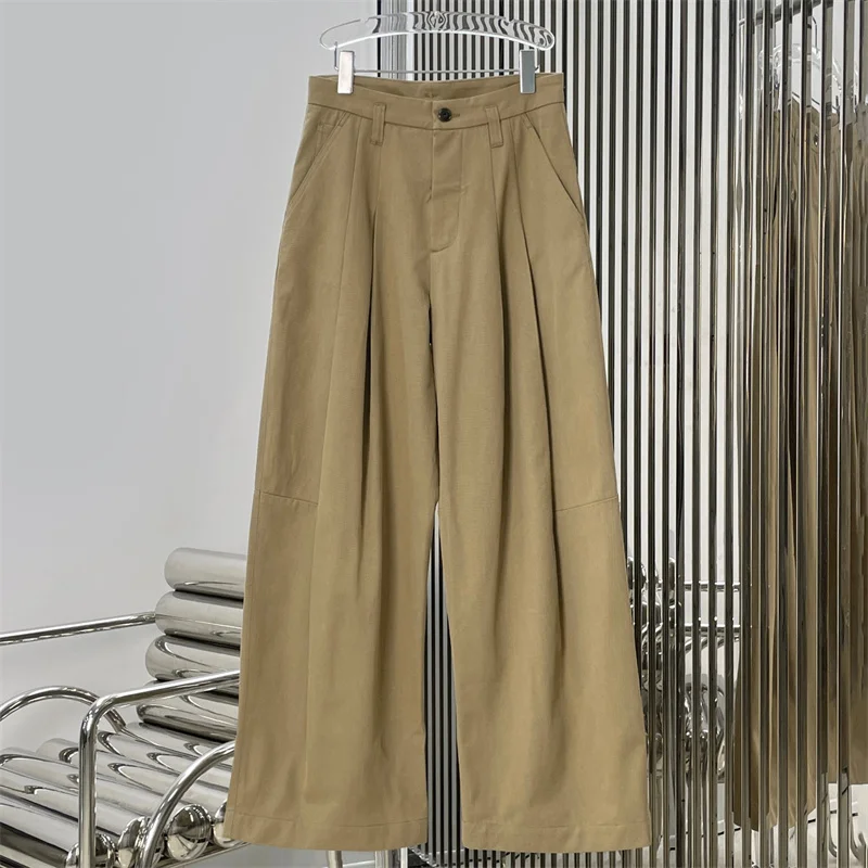 

Women's pants New high waisted slim fit straight leg pants for spring 2026 High quality pure cotton wide leg pants y2k trousers