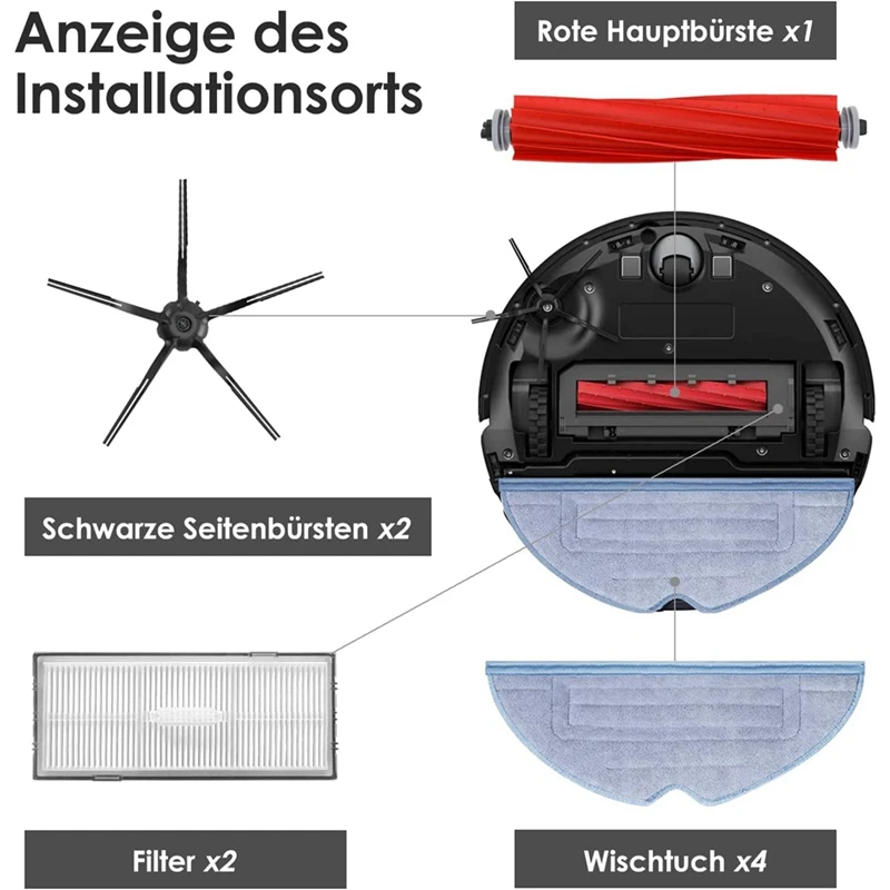 Accessory Set For Roborock S7 Pro Ultra/S7 Maxv Ultra, 6 X Dust Bags, Main Roller Brush Robot Vacuum Cleaner Spare Parts