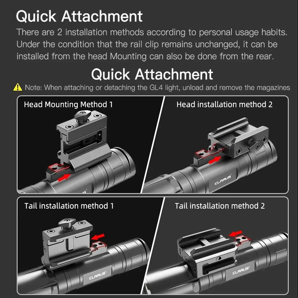 Klarus GL4 Rail ยุทธวิธีไฟฉาย 3300 Lumens ไฟฉาย LED พร้อมรีโมทคอนโทรลสวิตช์หาง Dual-การตั้งค่าอาวุธสําหรับล่าสัตว์