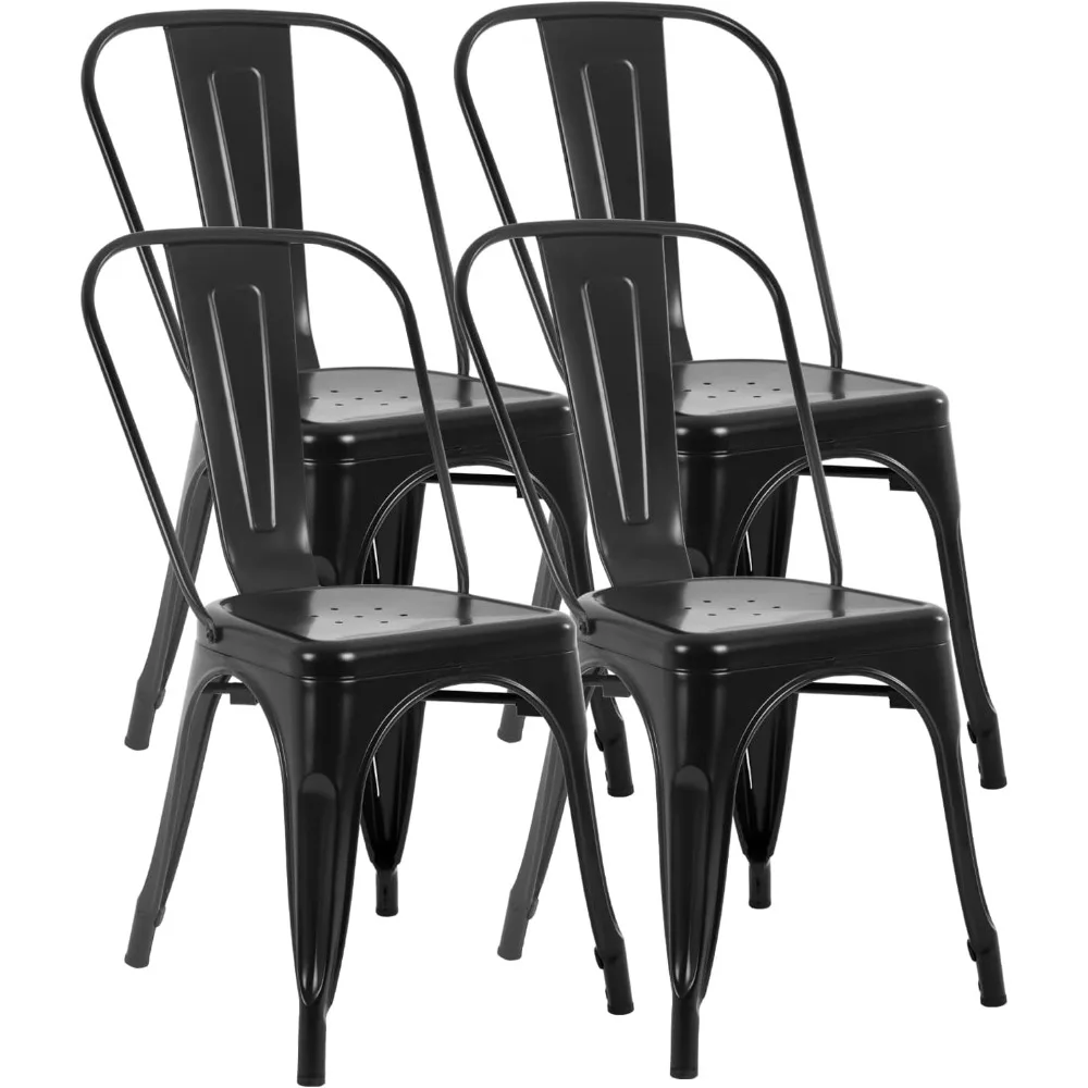 

Set Of 4 Metal Dining Chair with backrest, 18 Inch Seat Height Restaurant Chair, 330LBS Weight Capacity, Stackable Dining Chairs