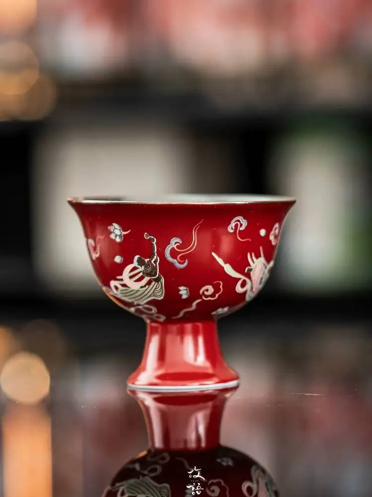 Ancient Chinese Cultural Heritage, Dunhuang Flying Dancer Ceramic Cup, Kung Fu Tea Set, Father's Day Gift, High-End Souvenir